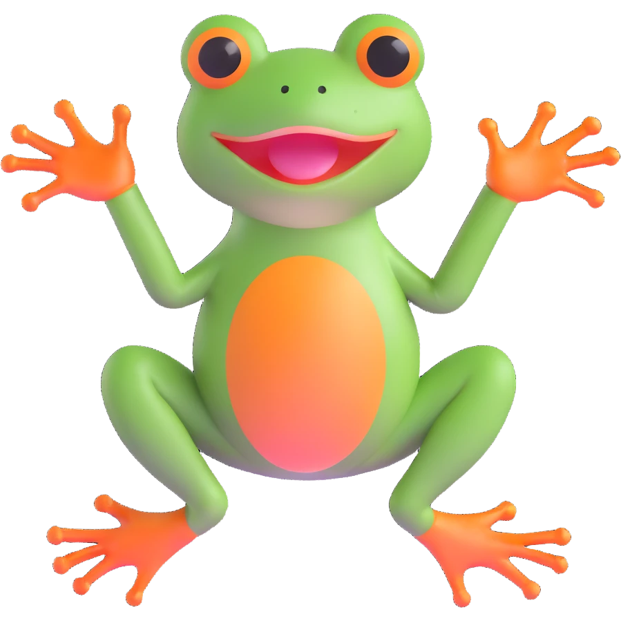 meme frog in playful pose emoji