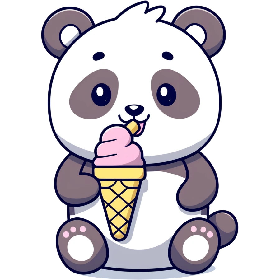 Panda eating ice cream emoji