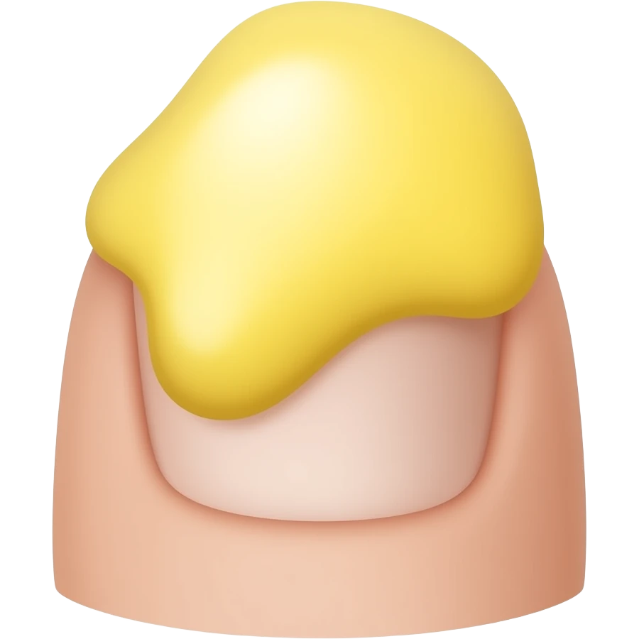 손가락 위에 완두콩만한 레몬색 크림이 짜여진 모습 emoji
