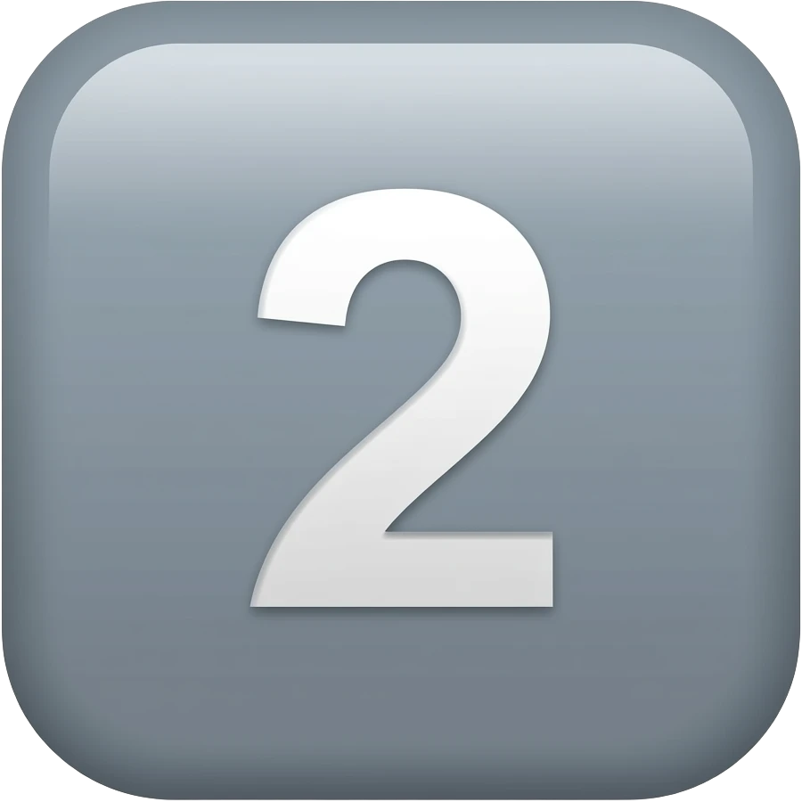 Create high-quality glossy emojis with a vibrant modern style.Make the emojis look premium, shiny, and eye-catching with bright highlights, smooth gradients, soft reflections, and glowing details.2 number white   on grey squer icon   emoji emoji