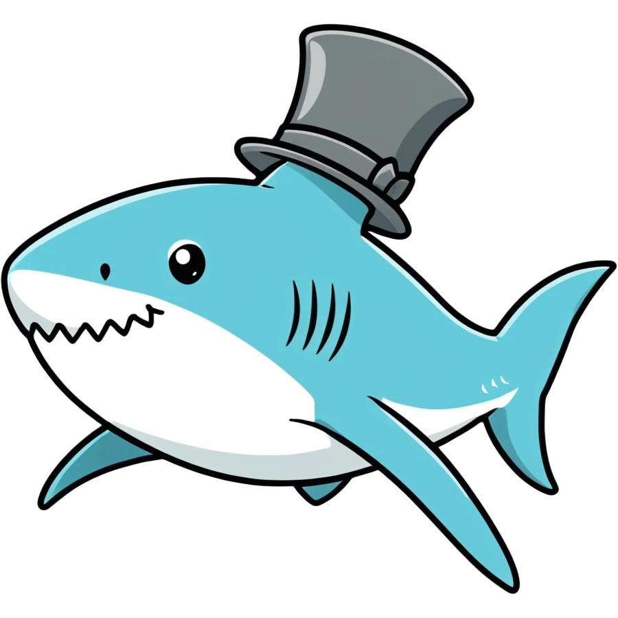 Shark with a top hat emoji