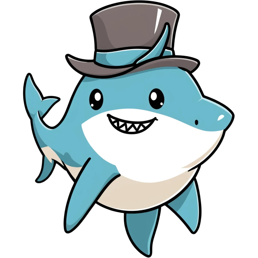 Shark with a top hat emoji