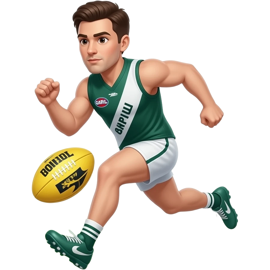 afl football leading towards the ball wearing green emoji