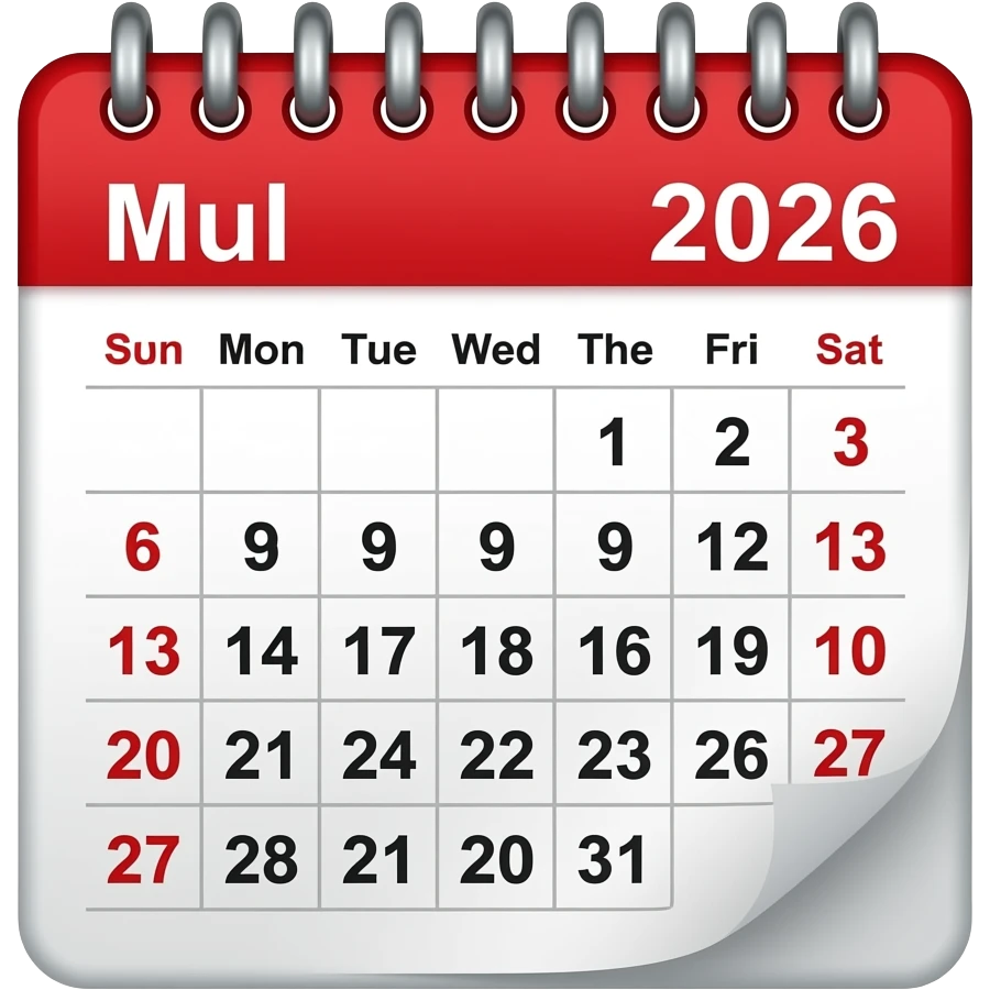 2026 calender may emoji