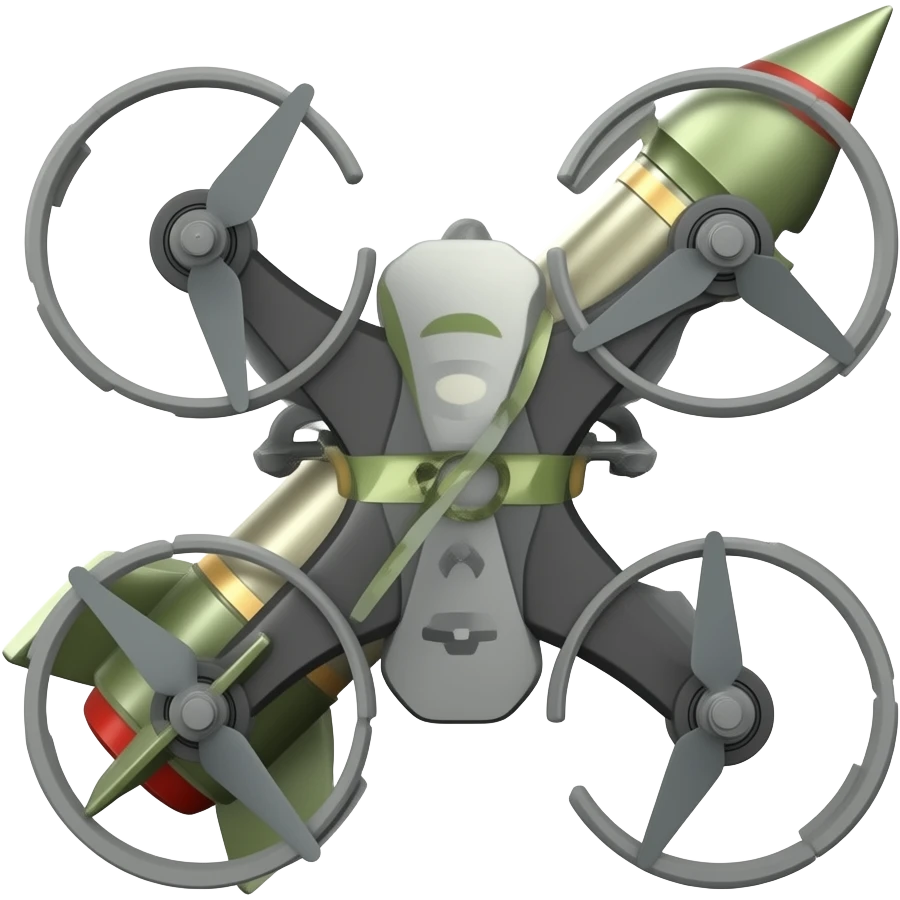 un drone fpv portant une roquette de rpg 7 emoji