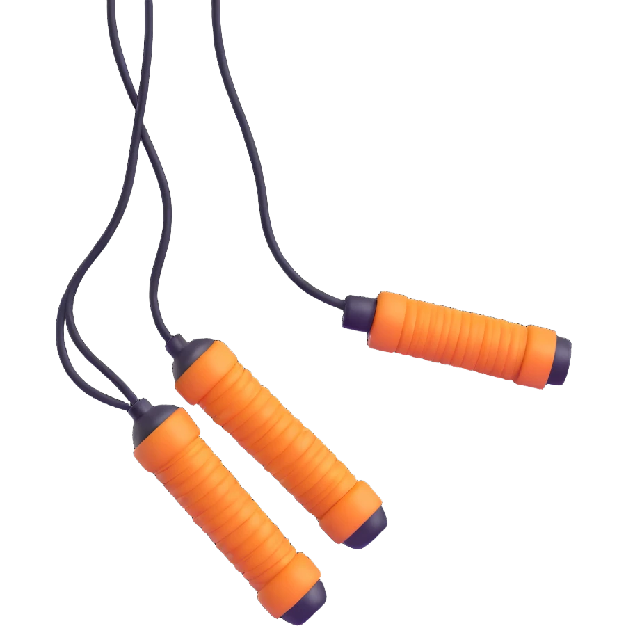 Jump rope gym equipment floating in the air, bright colors emoji