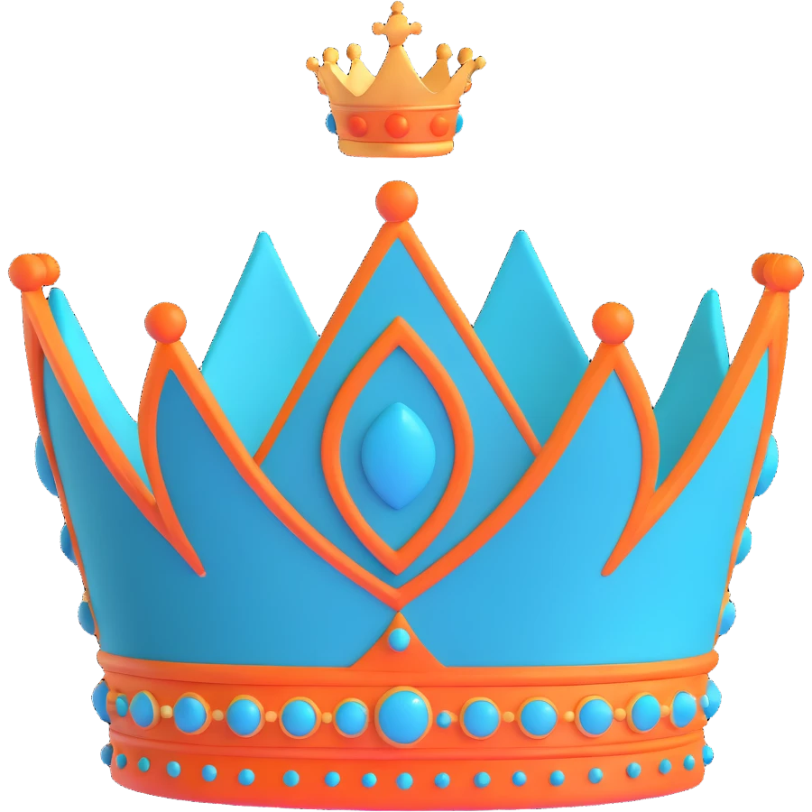 teal and orange royal crown emoji
