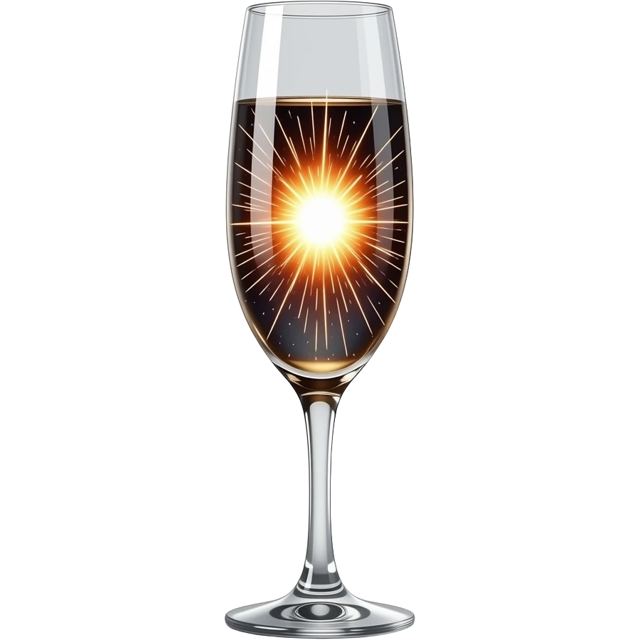 Hyper-realistic, Supernaova inside a champagne glass, cinematic lighting, Ultra real emoji