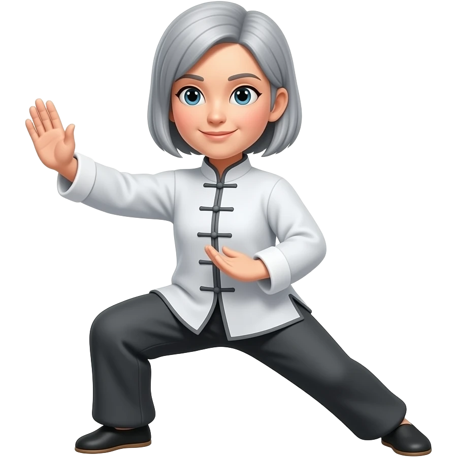 Medium Women taichi  short gray hair emoji