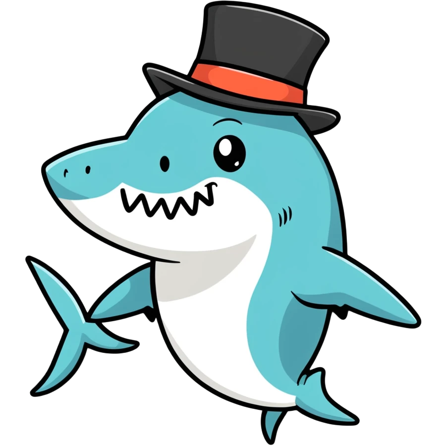 Shark with a top hat emoji