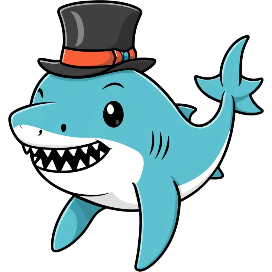 Shark with a top hat emoji