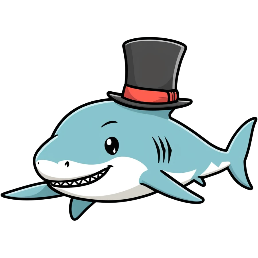 Shark with a top hat emoji