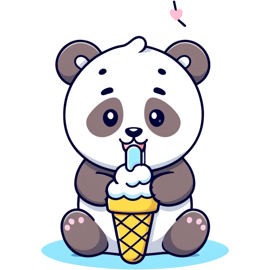 Panda eating ice cream emoji