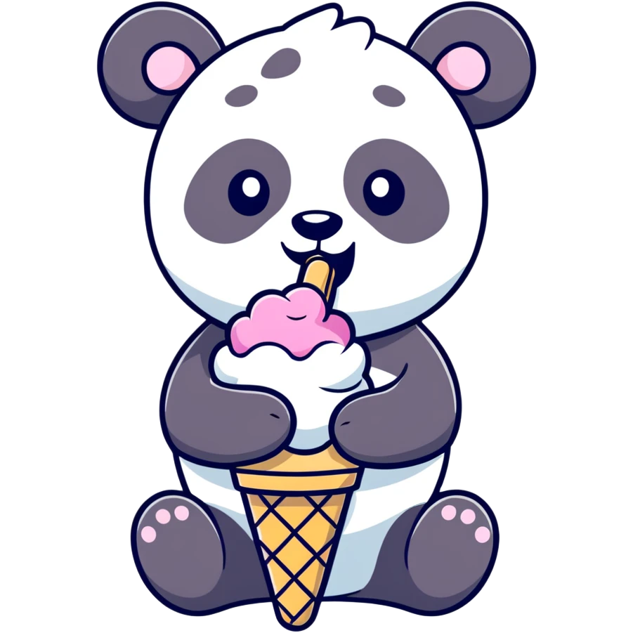 Panda eating ice cream emoji