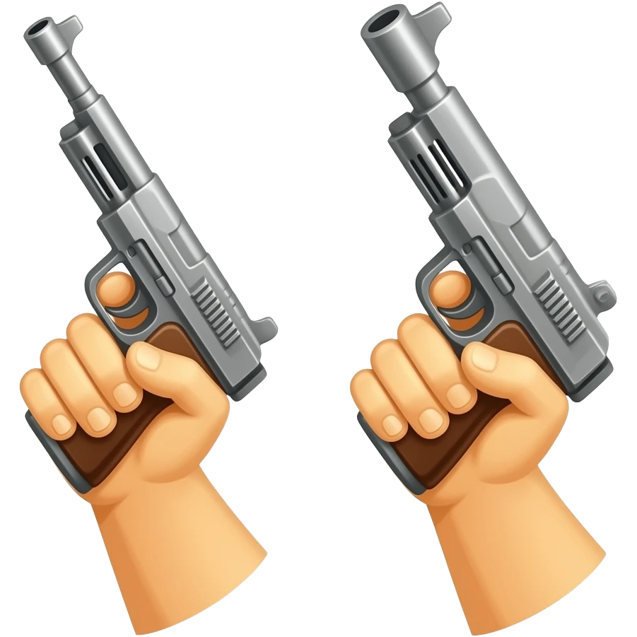 TWO YELLOW  HANDS HOLDING MACHINE GUN emoji