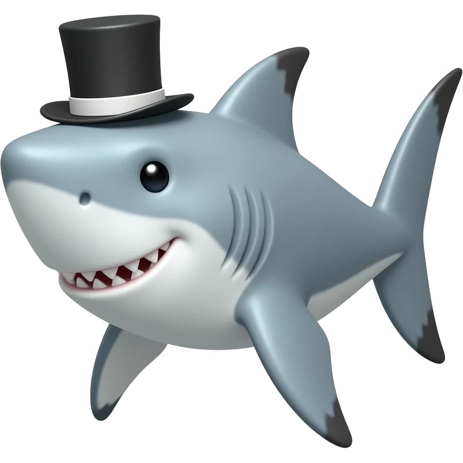 Shark with a top hat emoji