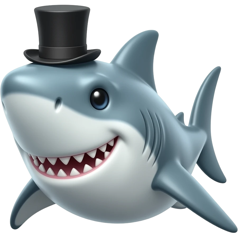 Shark with a top hat emoji