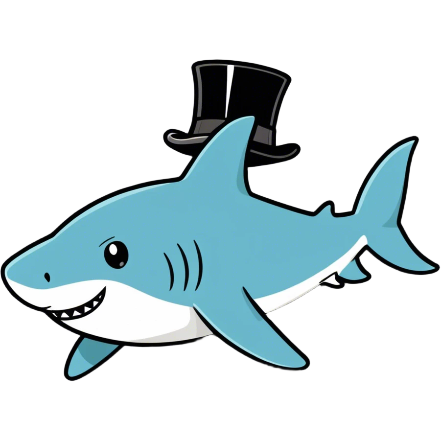 Shark with a top hat emoji