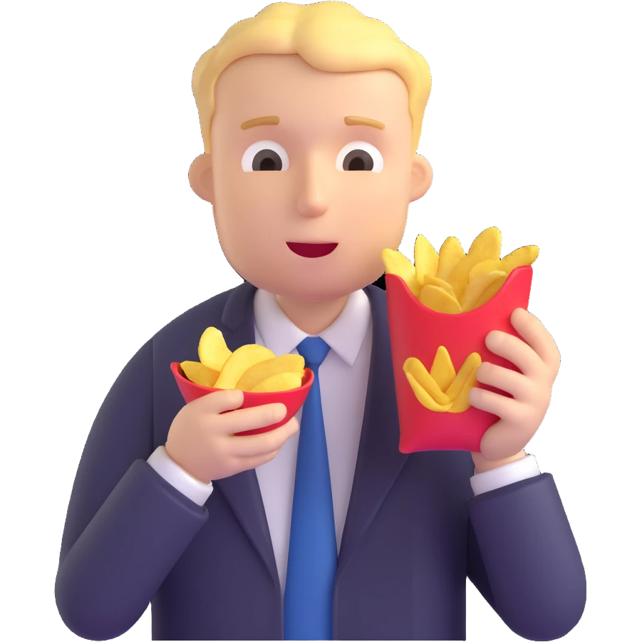 white man eating chips emoji