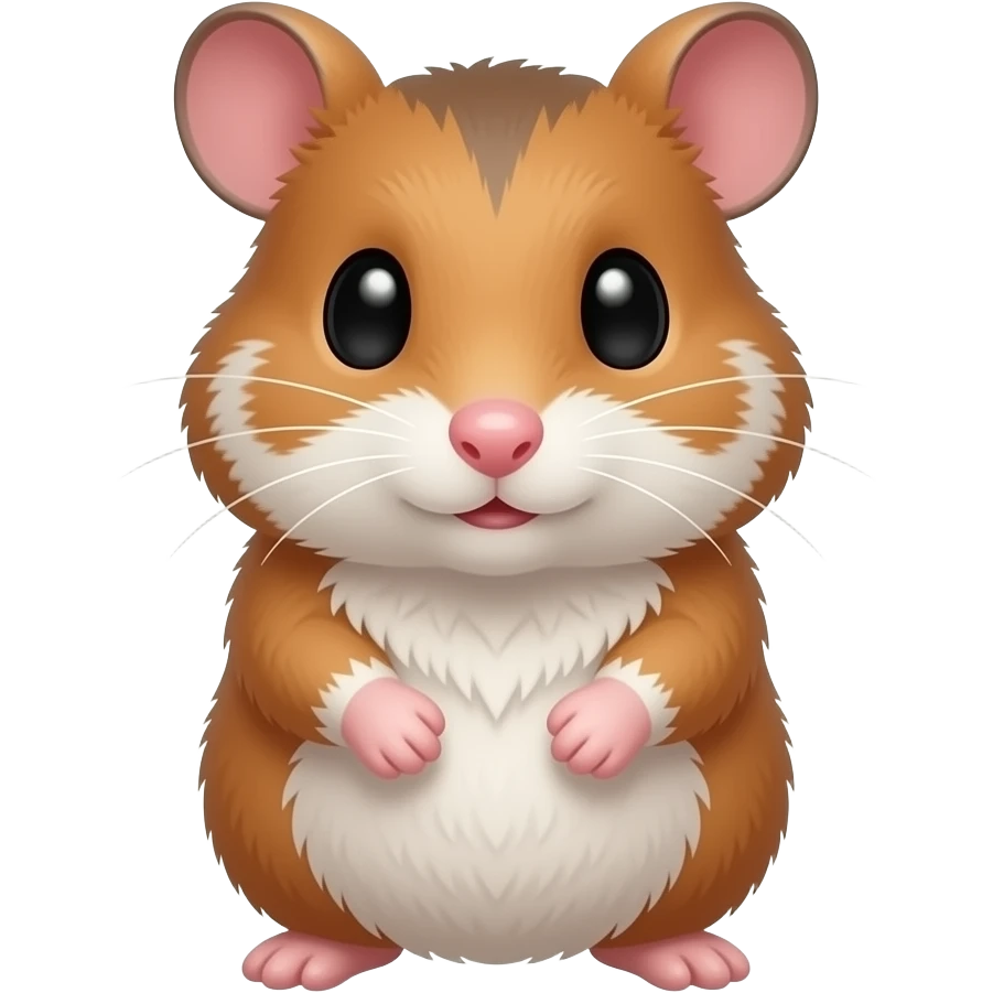 Хомʼяк коричневий з білими плямами дивиться прямо стоячи emoji