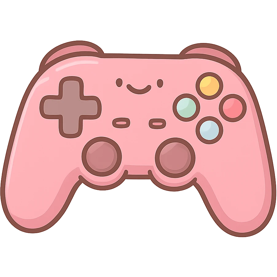 pink gaming controller, cute emoji