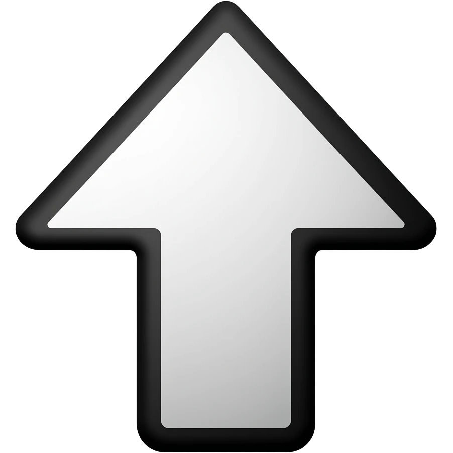 Super small cute outline in black of an up arrow that is not shaded in emoji