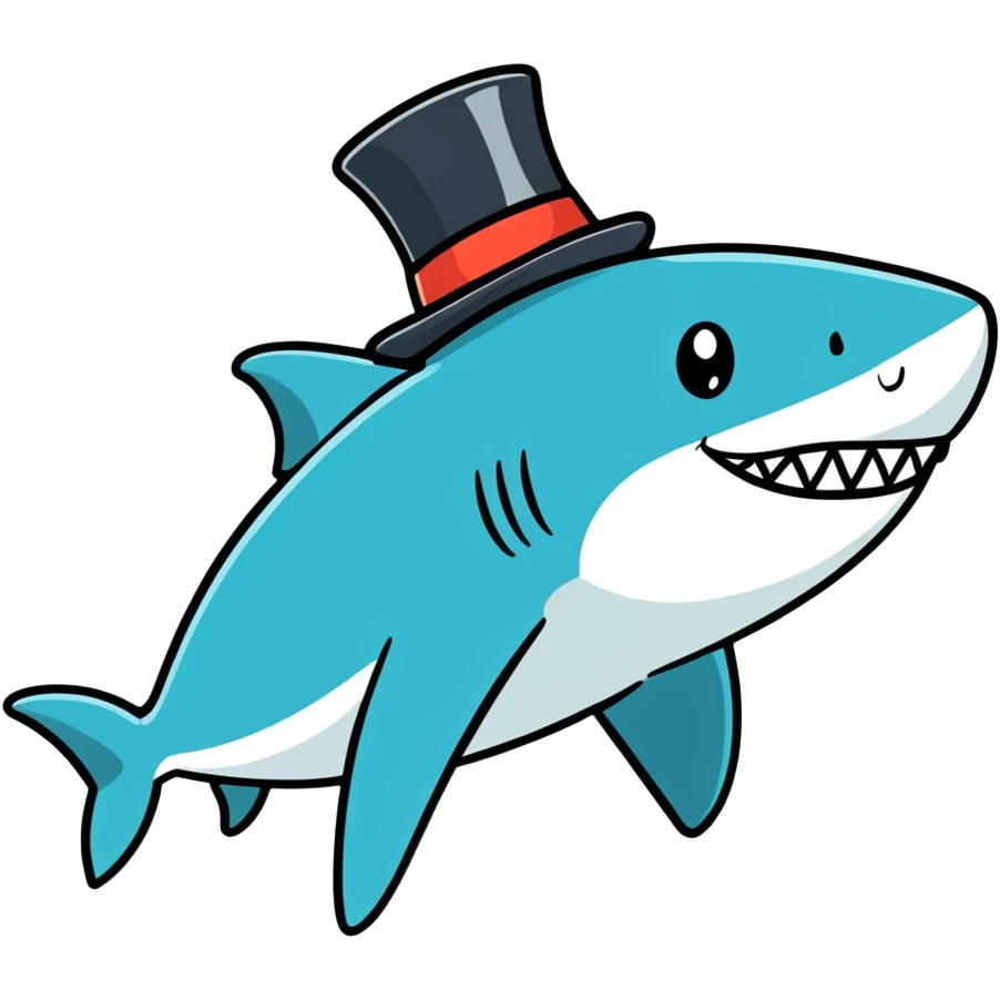 Shark with a top hat emoji