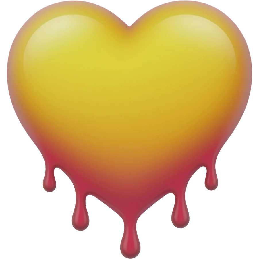dripping bleeding yellow heart glowing yellow pink warmth emoji