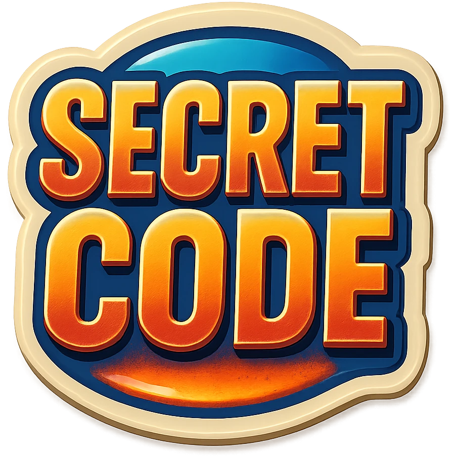 A secret code sticker with a vintage design and a retro vibe emoji