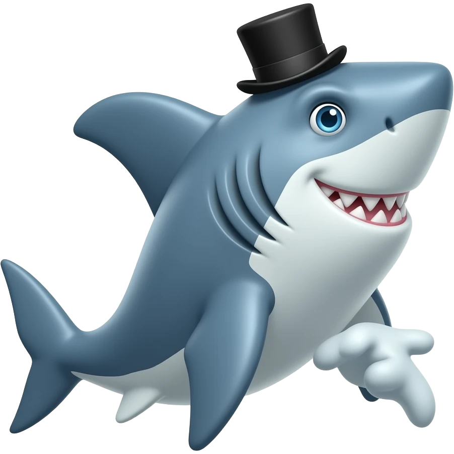 Shark with a top hat emoji