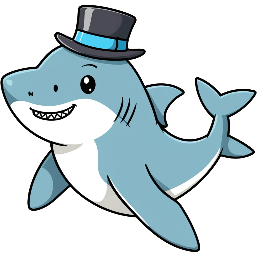 Shark with a top hat emoji