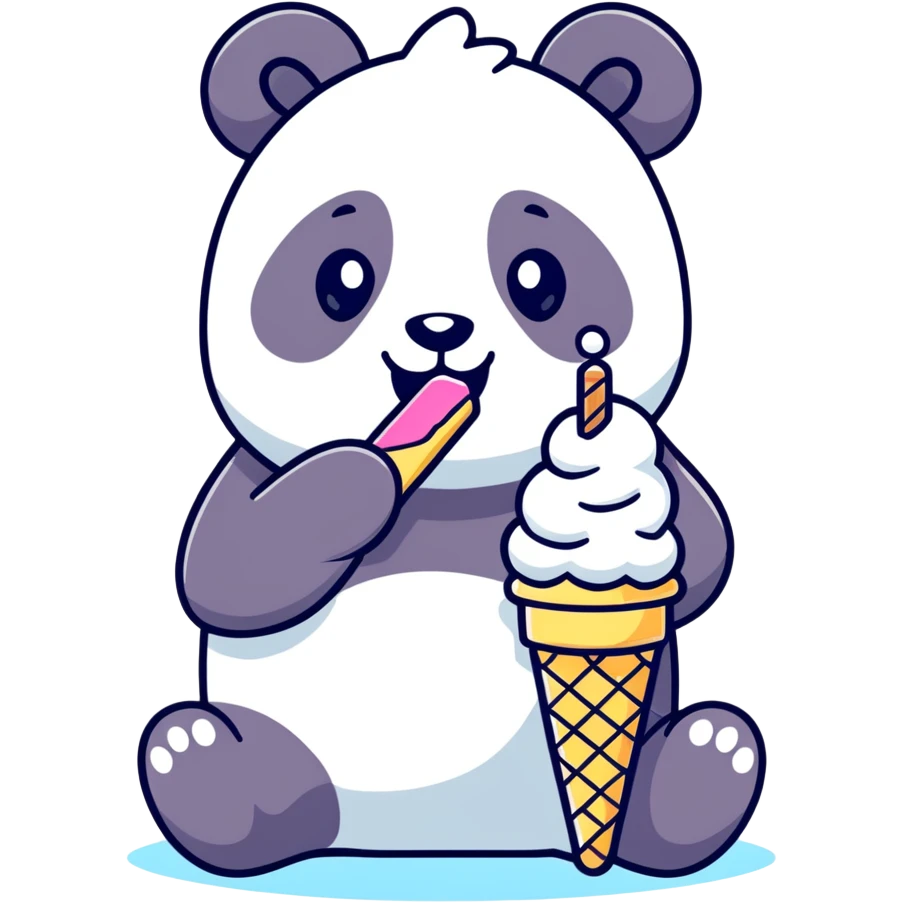 Panda eating ice cream emoji