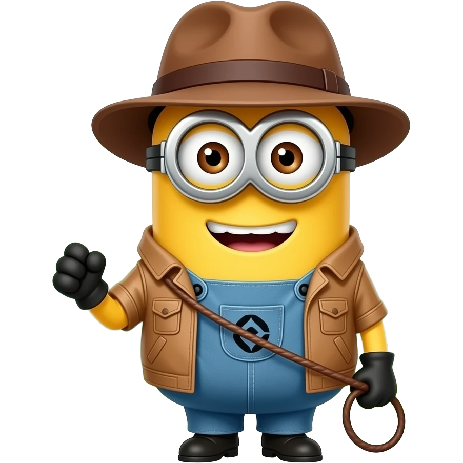 Minion explorador en la jungla estilo indiana jones emoji