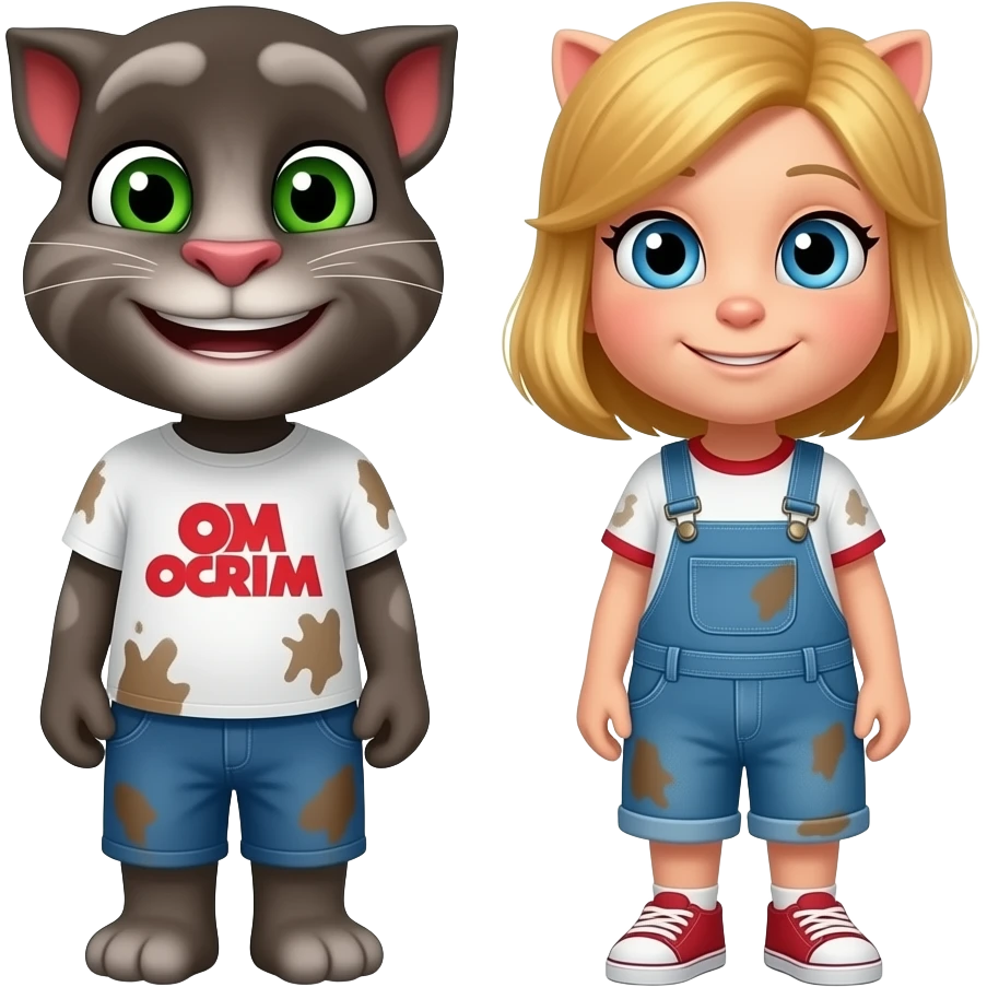 Talking Tom and Talking Angela dirty shirt and pants emoji