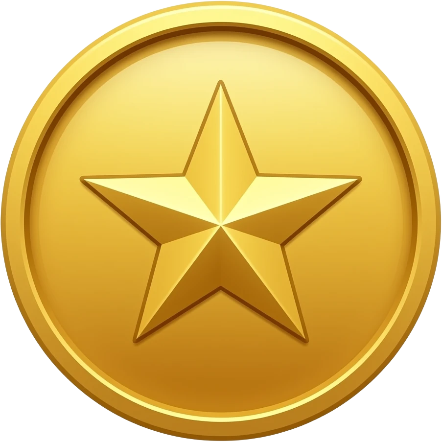 gold coin with a star on it emoji