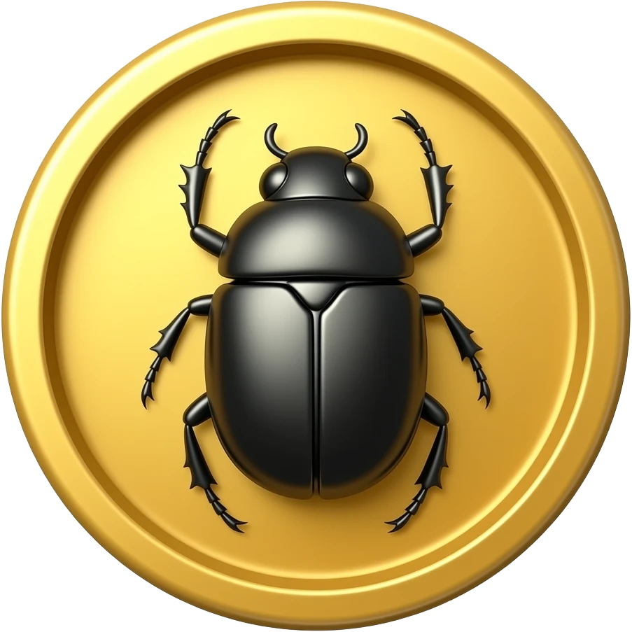 create a golden coin with  a scarab. use size 64x64 emoji