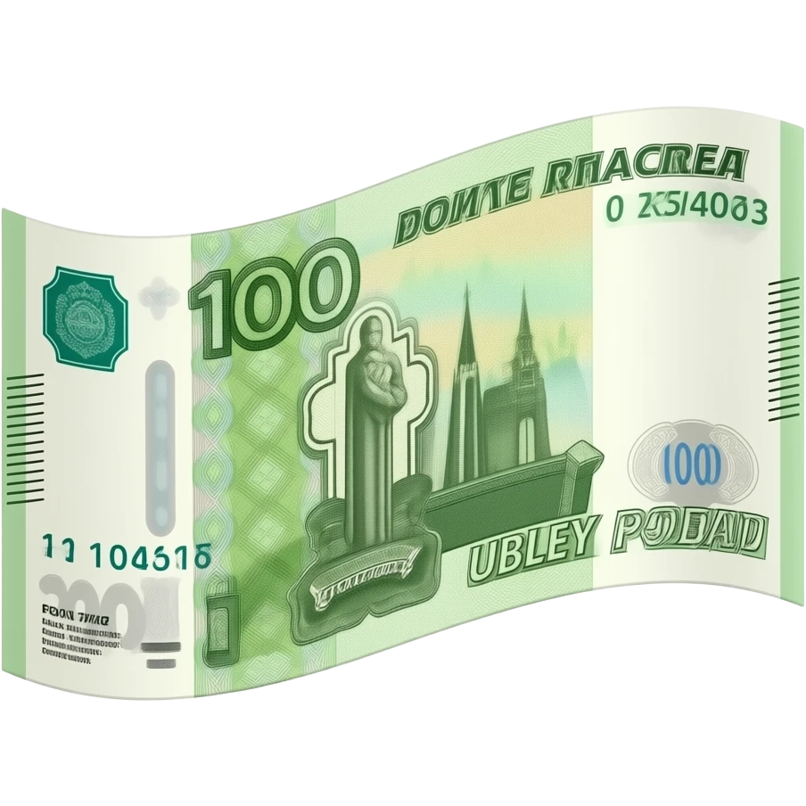 green rubles wavy smooth banknote minimalism emoji 3d perspective emoji