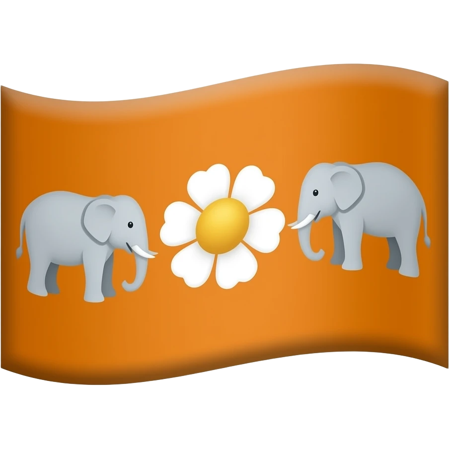 Orenge flag center vagai flower two side elefen elephant elephant emoji