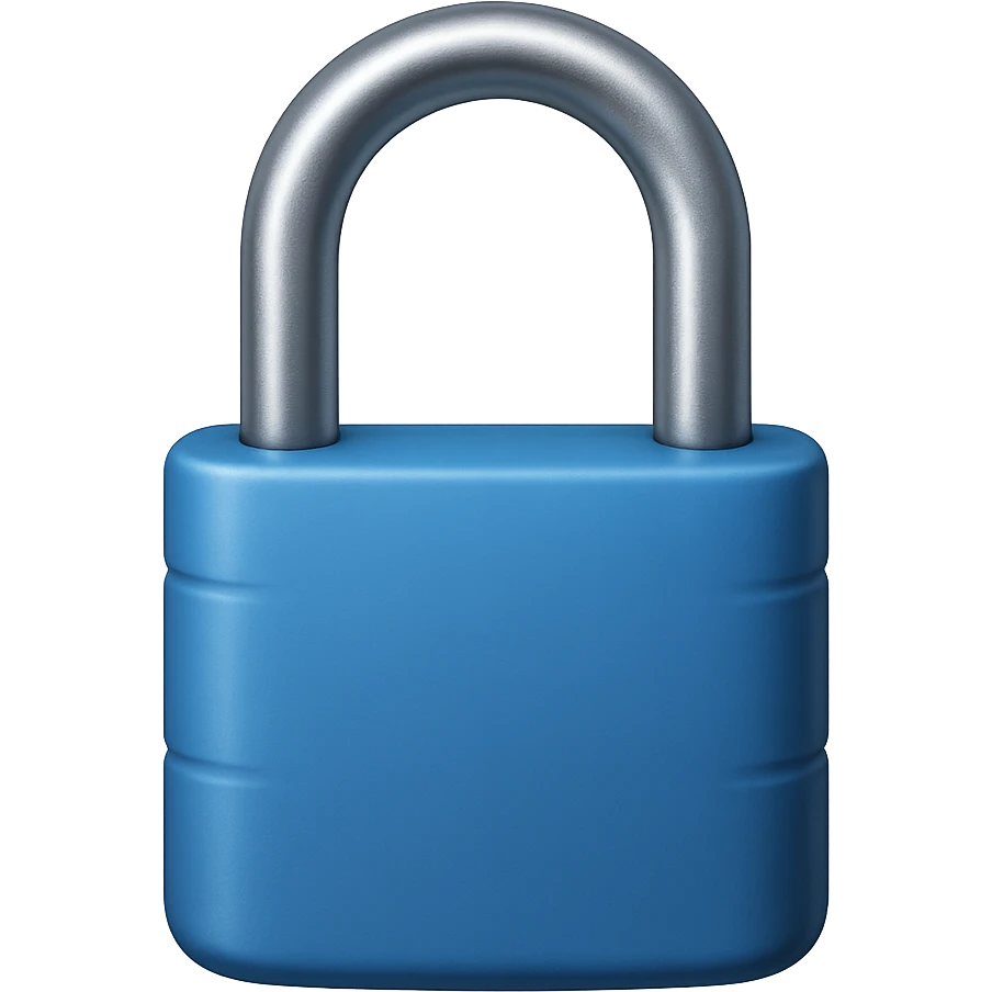 emoji stile iphone di un lucchetto azzurro, iperrealistico 4k emoji