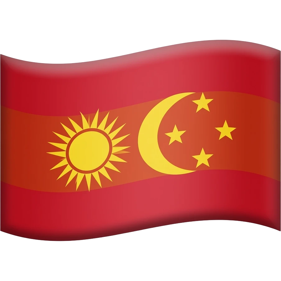 Bana bir bayrak yap yanlar kırmızı olsun ve orta kısmı sarı olsun bayrağın orta renginin yani sarı renginin içinde solda güneş sarı renginin içinde de sağda bir yıldızlı hilal olsun emoji