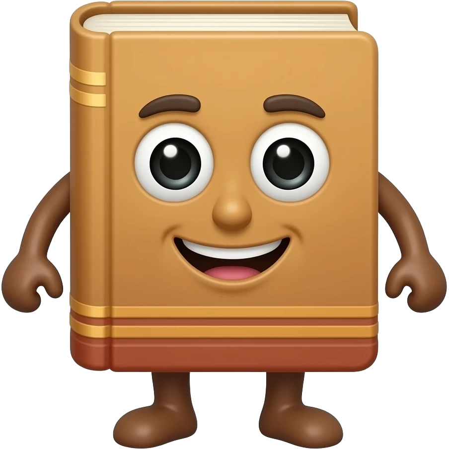 Книга з обличчям та ногами і руками emoji