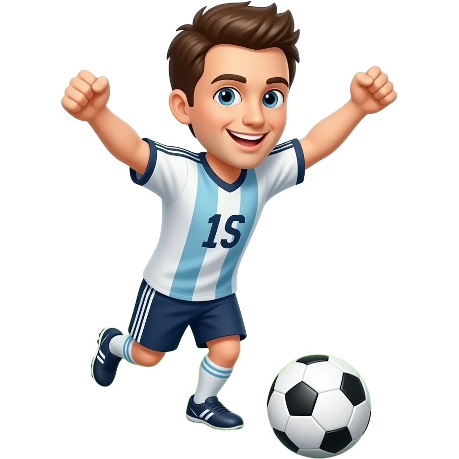 A SOCCER PLAYER LEAVING HAPPY AFTER THE MATCH WITH A BALL BECAUSE HE DID A HAT-TRICK emoji