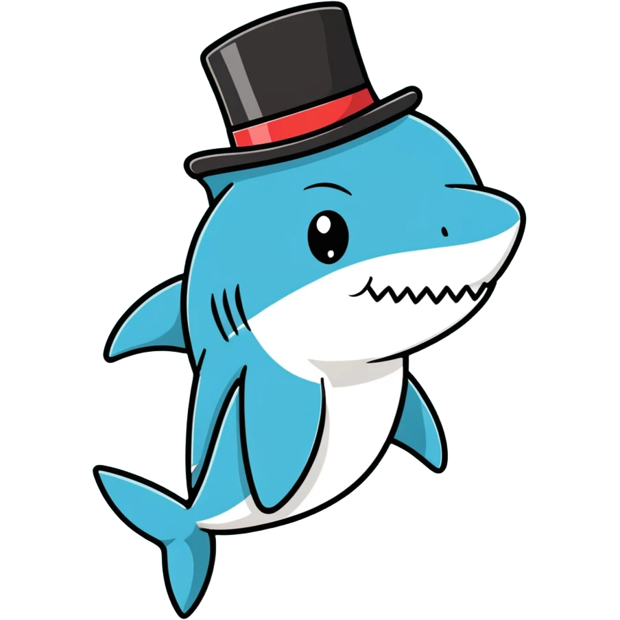 Shark with a top hat emoji