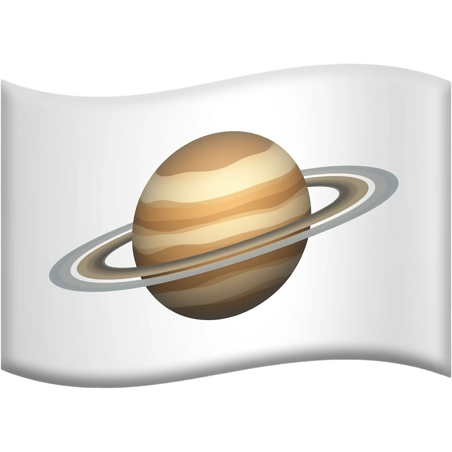 White flag with planet orbit on it emoji