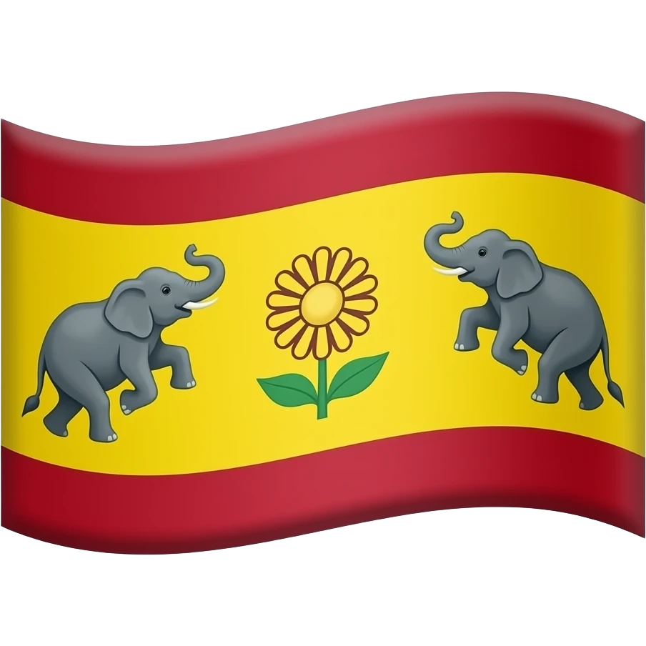 Top and bottom red center yellowflag centre Surrogate flower two side elephant slaiding emoji