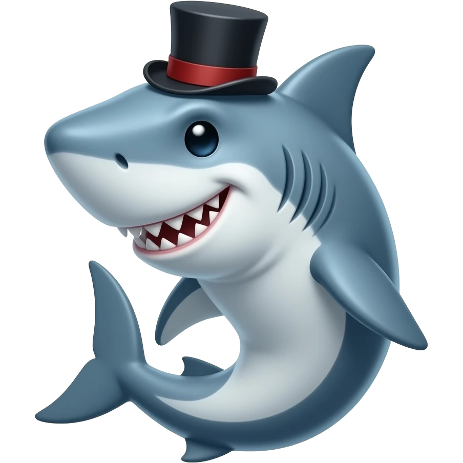 Shark with a top hat emoji