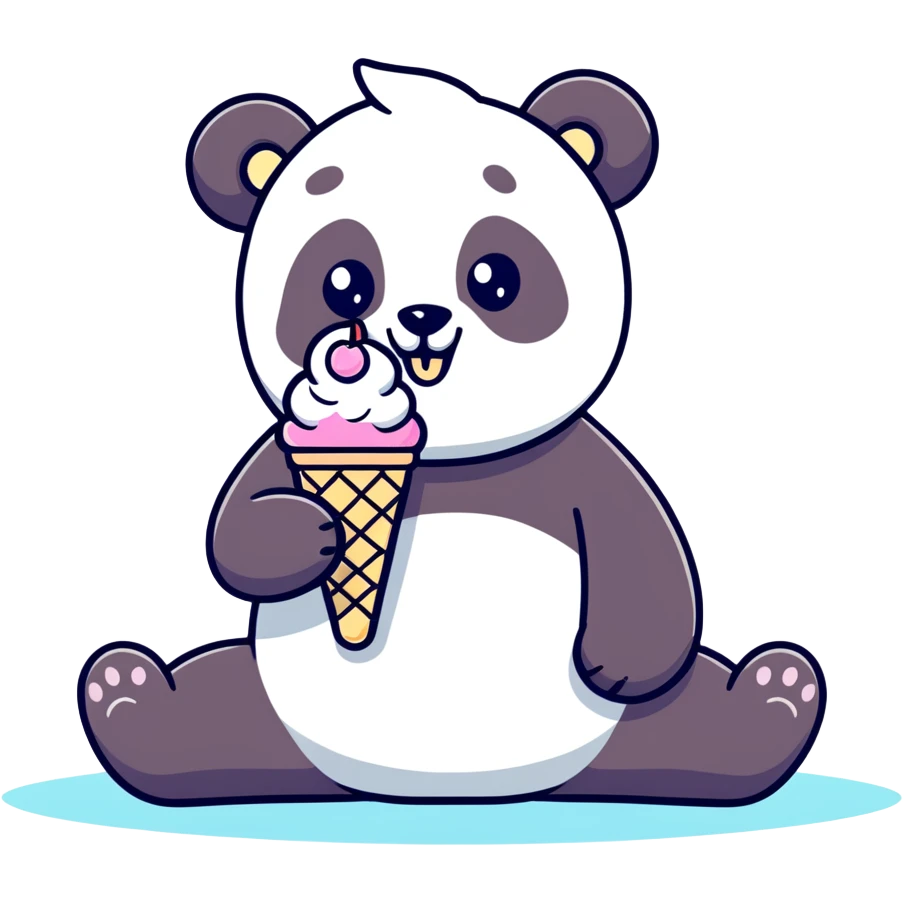 Panda eating ice cream emoji