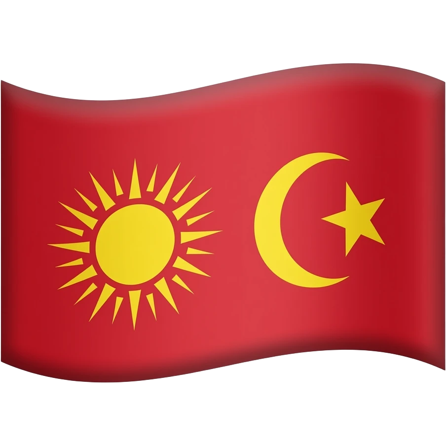 Bana bir bayrak yap yanlar kırmızı olsun ve orta kısmı sarı olsun bayrağın orta renginin yani sarı renginin içinde solda güneş sarı renginin içinde de sağda bir yıldızlı hilal olsun emoji