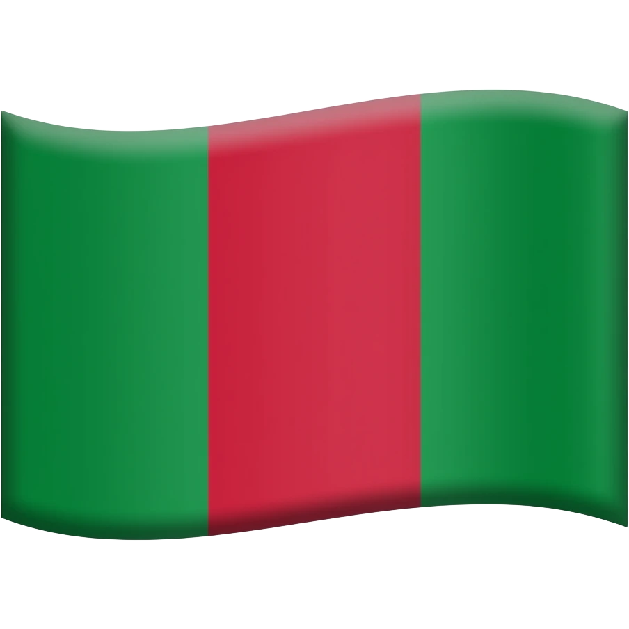 An emoji of a waving flag with two vertical bands of colors green and red. The red band is bigger than the green band. emoji