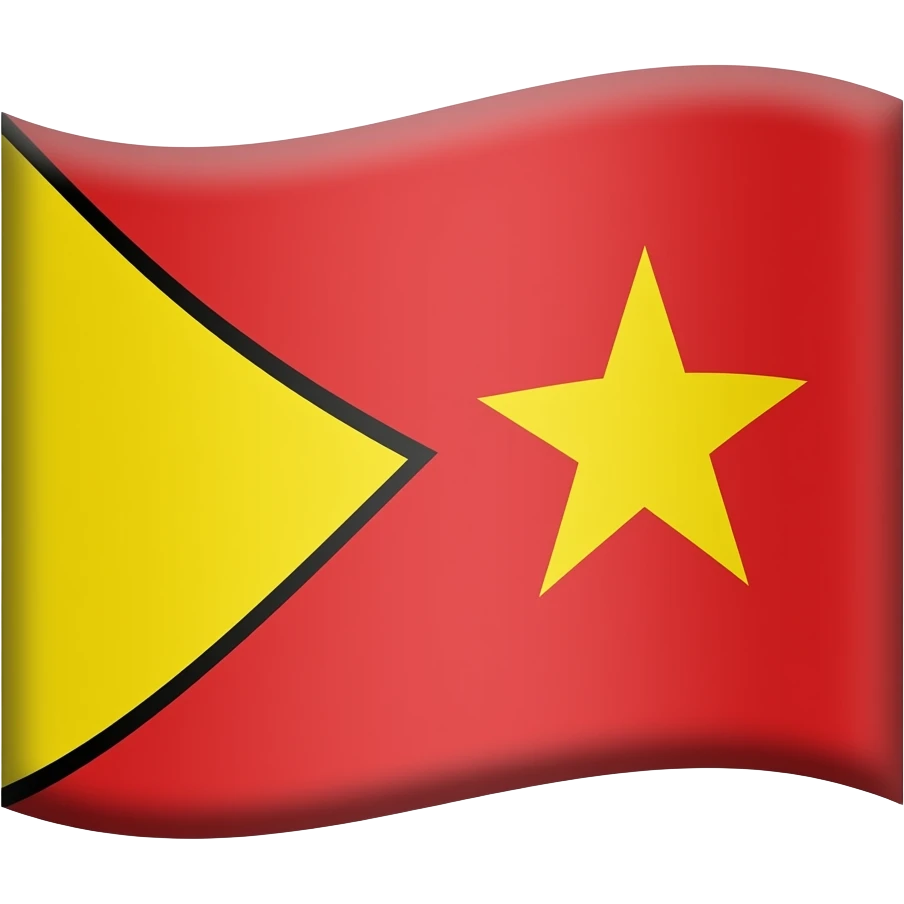 flag plain red background with a yellow triangle on the left size pointing east direction with a yellow 5 pointed star next to tbe triangle on the right tilted at a 45 degreee angle, make the star tilted at an angle that is 72 degrees emoji